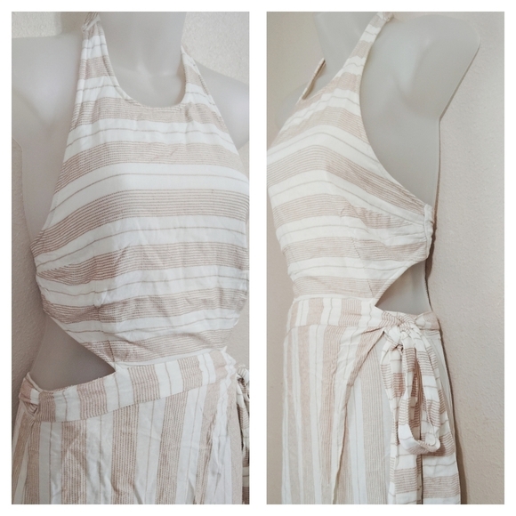 Free People Striped Halter Wrap Maxi Dress Size Small - Picture 4 of 10